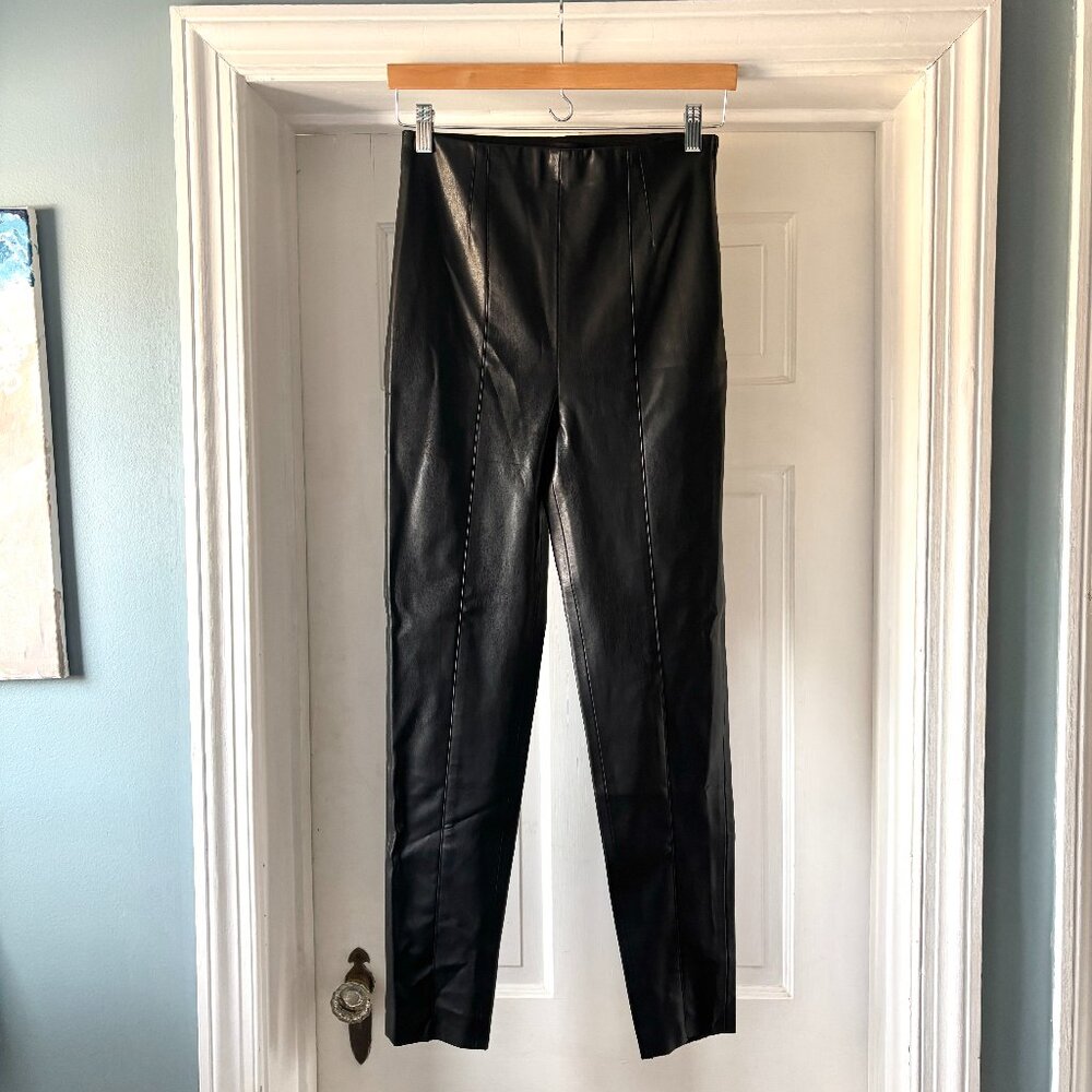 Zara High-Rise Faux Leather Leggings Black Ankle Size M